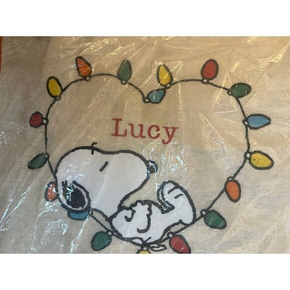 Pottery Barn Peanuts Snoopy Heart Personalized Lucy Pillow Cover Christmas NWT - Picture 9 of 9
